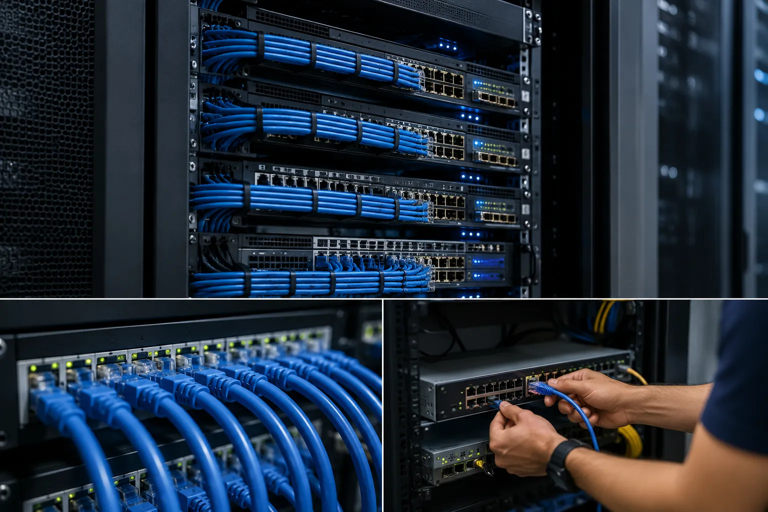 Network rack with structured cabling, patch panel and network switch installation, IT networking by Delta8 Technologies in Thane and Mumbai